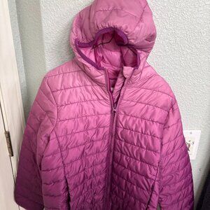 Like new - Girls lightweight hooded puffer jacket size M